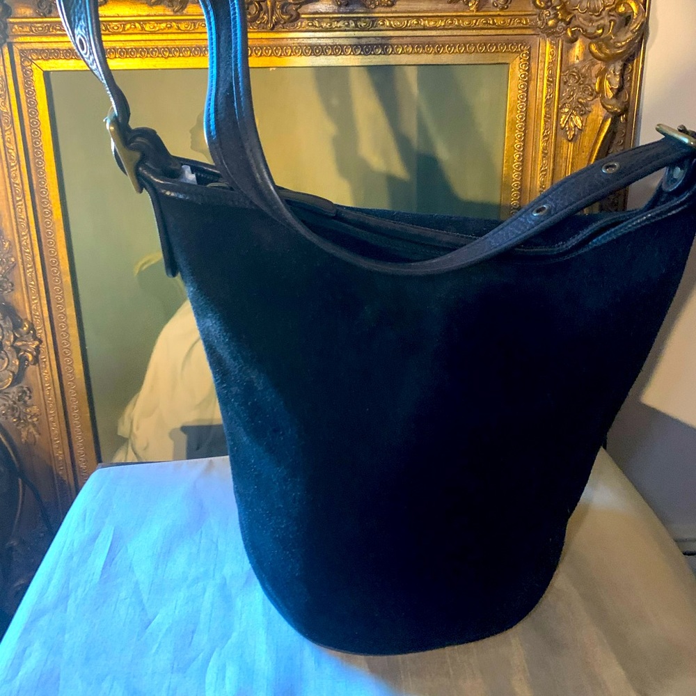 Vintage Coach Berkeley Large Bag BLACK Suede-Reverse